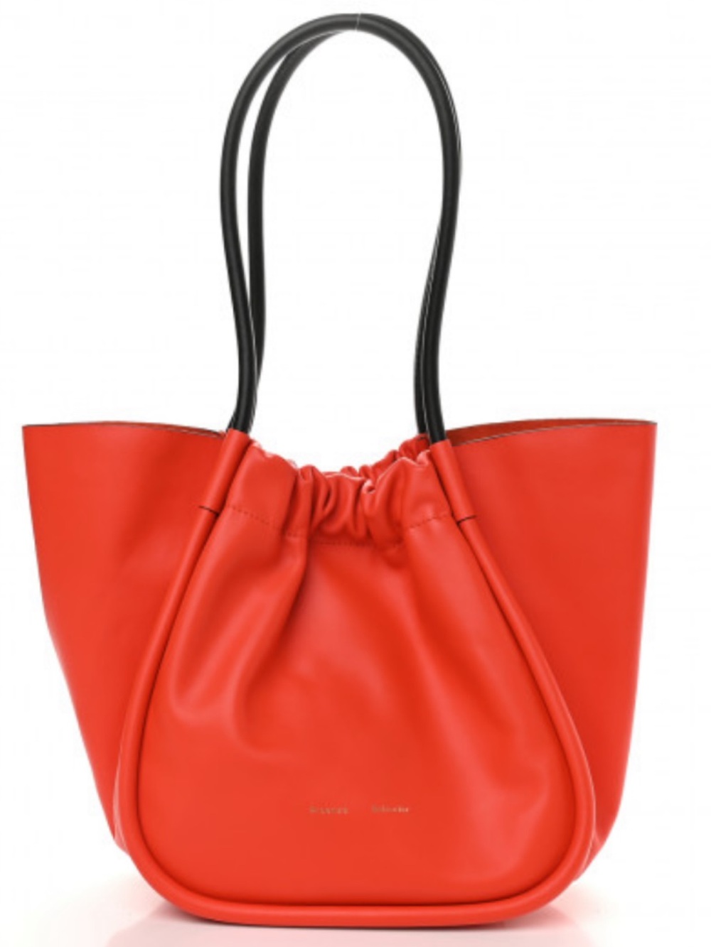 Proenza Schouler Orange Tote Calfskin Bag Snap Closure with Black Wrist Pouch - Picture 5 of 14